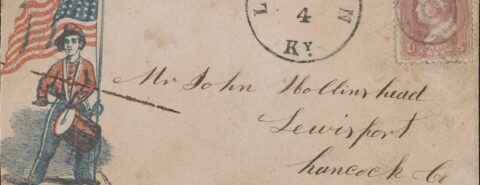 US Civil War envelope showing a drummer boy on the front, from the Library of Congress catalogue