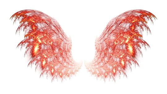 pair of fiery wings with text: