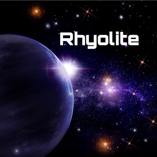 Planet Rhyolite - the purple mineral planet of The Six Systems set before the stary sky in the background