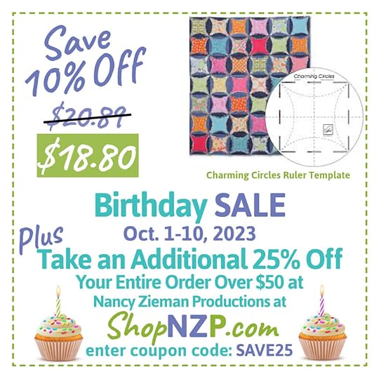 ShopNZP.com Birthday Sale Save 10 Percent Off Charming Circles Ruler Template at Nancy Zieman Productions