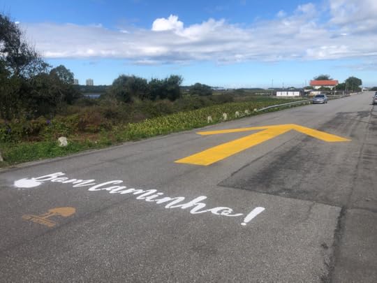 Bom Caminho sign on the road between Fao and Esposende.
