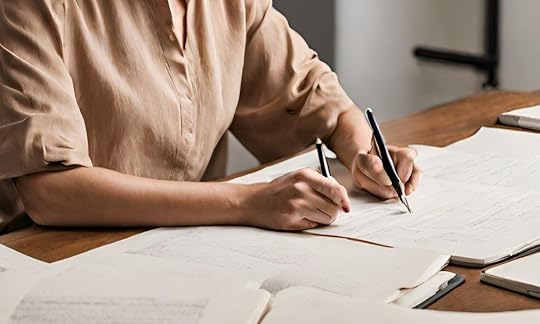 woman editing a printed manuscript; do publishers edit your book