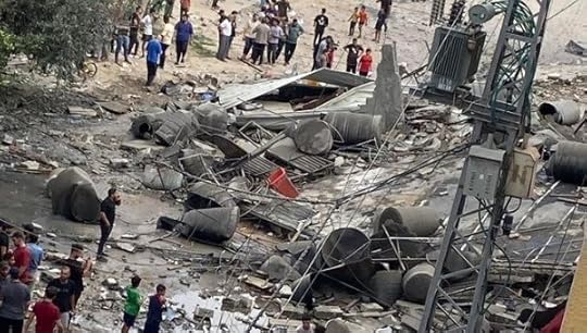 Destruction caused by Israeli bombings in the Gaza Strip.