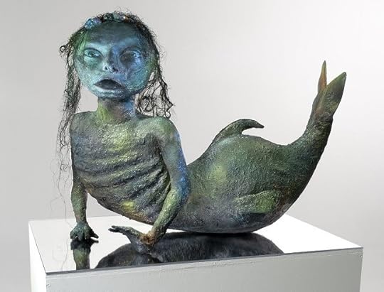 Merma, by Tony Oursler (fiberglass, resin, acrylic paint, glitter, fake hair, gemstones, video projection, sound). Performance by Dominique Bousquet.
