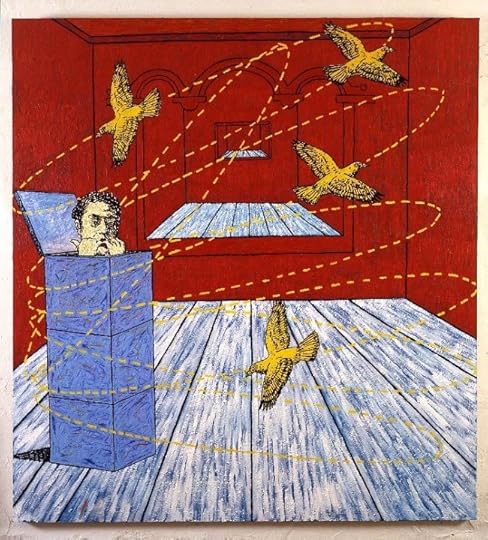 Untitled (221, 181, 275, 156, 227), by Jane Hammond (oil on canvas). Courtesy of James and Heather Romano.