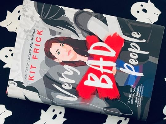 VERY BAD PEOPLE, with cover art depicting a young woman with a red "X" below her image (beneath the word "Bad"), against a backdrop of white ghosts on a black background. Photo by AHS.