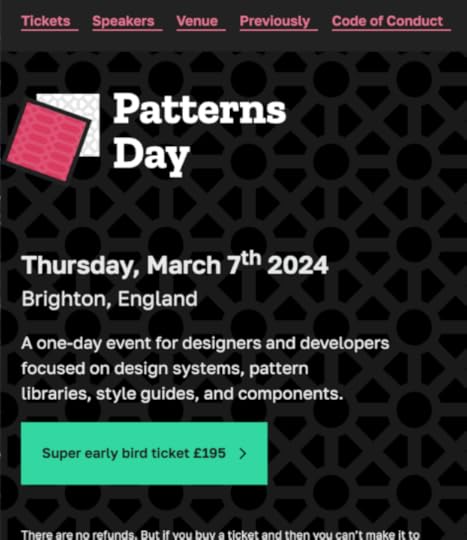 A screenshot of the web page for Patterns Day with the logo in place.