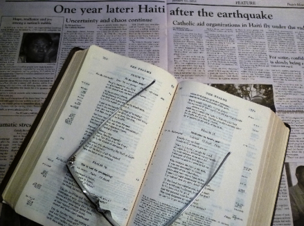 Bible and newspaper