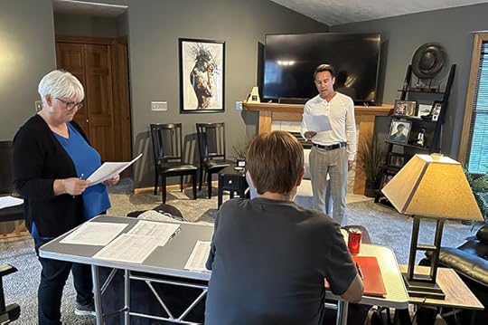 Tommy Ratkiewicz-Stierwalt auditions (Karen Cooney, Associate Producer, at left).