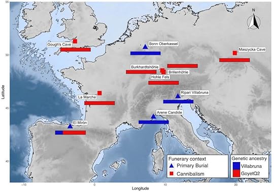 Map of cannibalism at archaeological sites