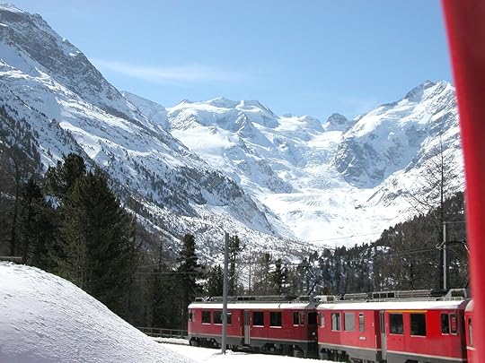 train travel switzerland snow scene - skiing in switzerland