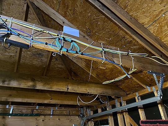 The back side of the beam on which the switch is mounted. This also sort of shows the fiber run coming into the garage.