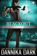 Tough woman facing away while holding a machette over her shoulders and a dagger in her other hand. Background is teal with a raven flying over a moon shining on a dark city.