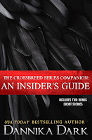 closeup image of black feathers. Evocative. Title is written on a metallic red banner across the middle