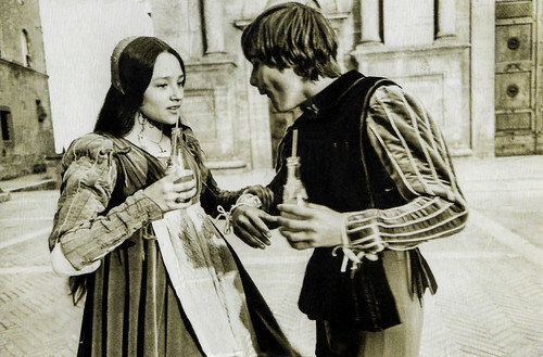 Olivia Hussey and Leonard Whiting on the set Romeo and Juliet (1968)