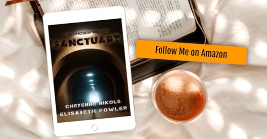 kindle version of the Sanctuary book by Cheyenne Nikole and Elisabeth Fowler, resting on top of a bible with a cup of coffee nearby