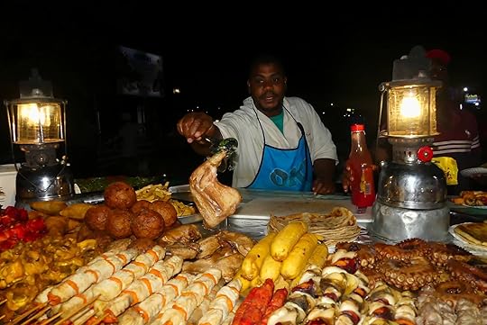Tastefull snacks at Forodhani Garden in Stone Town, Zanzibar, Tanzania.