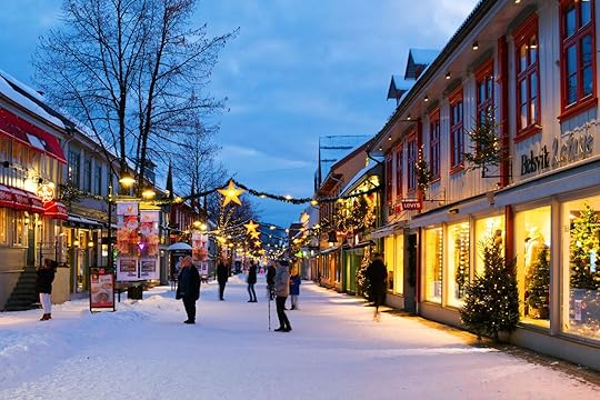 Lillehammer, Norway, on a winter night
