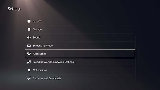 PS5 accessories menu