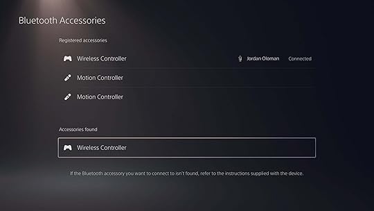 PS5 Bluetooth accessories menu