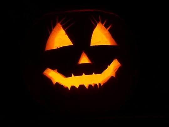 illuminated carved pumpkin