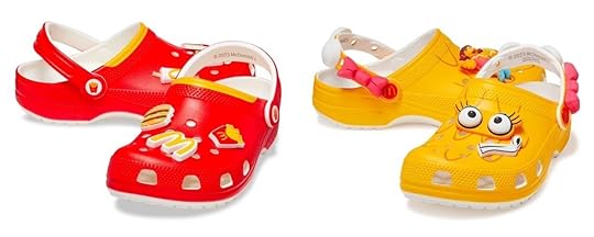 Red and yellow McDonald's Crocs and yellow Birdie McDonald's Crocs