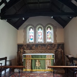 view of chancel at St Andrew's Leighterton