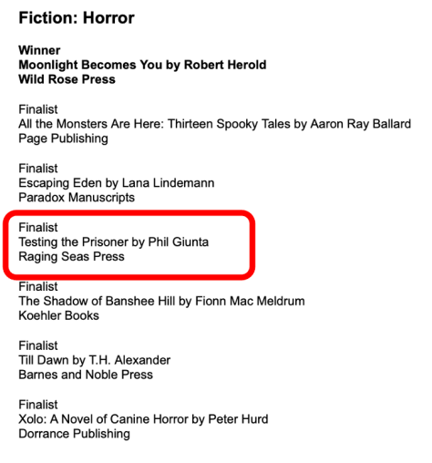 Testing the Prisoner wins Finalist in 2023 Best Book Awards