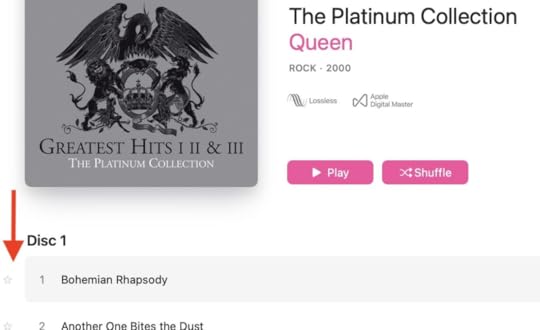 The song with a star rating