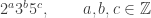 2^a 3^b 5^c , \qquad a,b,c \in \mathbb{Z} 