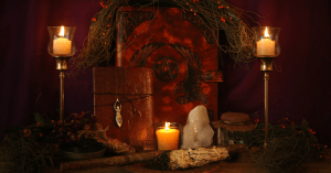 candlelit pagan altar - Googling the Demon, S. Kelley Harrell
