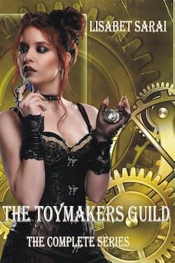 Book cover: A red-haired woman wearing a black Victorian style lace dress. The Toymakers Guild: The Complete Series by Lisabet Sarai
