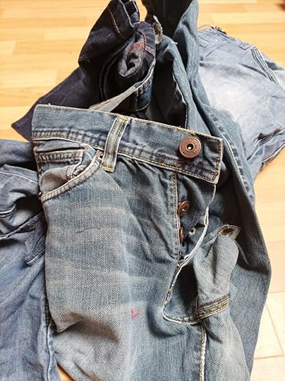 A pile of old jeans