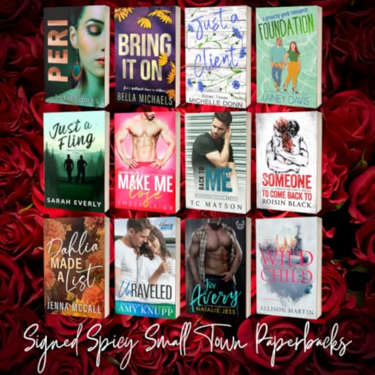 Collage of twelve book covers that are part of a signed paperback giveaway by twelve small town romance authors