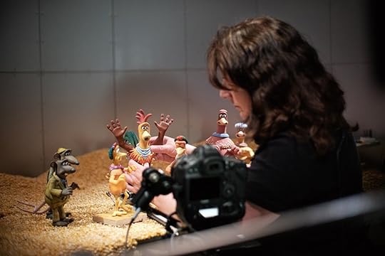 Preparing puppets for filming in Chicken Run: Dawn of the Nugget.
