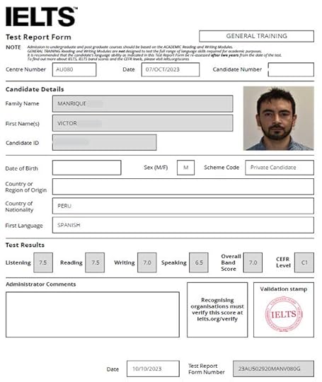 Best IELTS test result November 2023