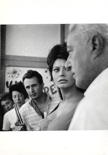 Vittorio De Sica and Sophia Loren on the set of Boccaccio '70 (1962)