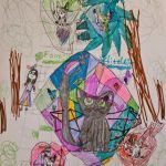 Tenner and her kittens: Pink, Wart, Footie, and Littlest. By Adelyn