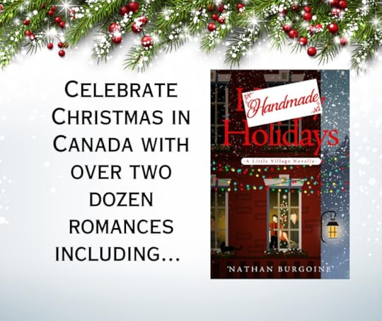 A Christmassy-decorated top border with a cover of a book—