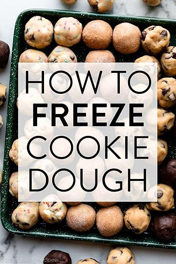 graphic of frozen cookie dough balls with text How to Freeze Cookie Dough overlay on top.