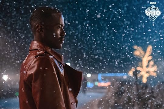 Ncuti Gatwa as the fifteenth doctor stands in the snow