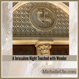 Lutheran Church mantel on a Jerusalem night