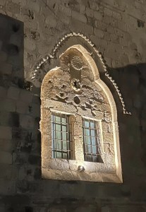 Lighted window in Jerusalem's Upper Room