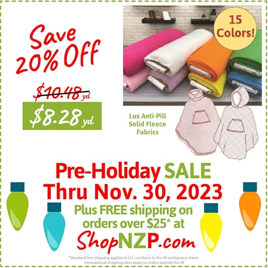 Save 20 Off Lux Anti Pill Solid Fleece Fabrics at Nancy Zieman Productions at ShopNZP.com Sale thru Nov 30 2023 1