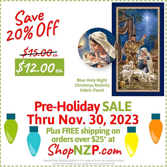 Save 20 Off Blue Holy Night Christmas Fabric Panel at Nancy Zieman Productions at ShopNZP.com Sale thru Nov 30 2023 1