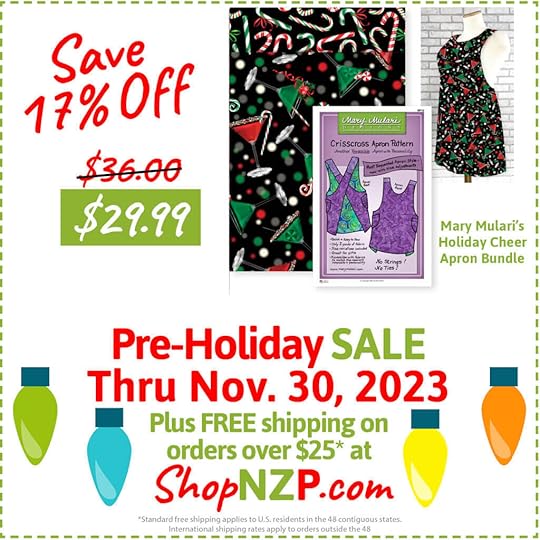 Save 17 Mary Mularis Holiday Cheer Apron Bundle at ShopNZP.com Sale thru Nov 30 2023 1
