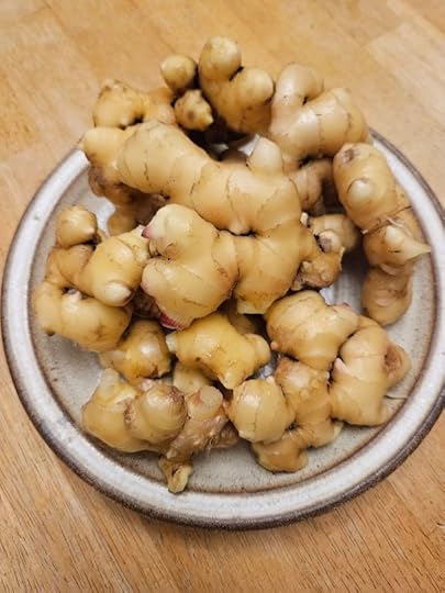 plate of fresh ginger root