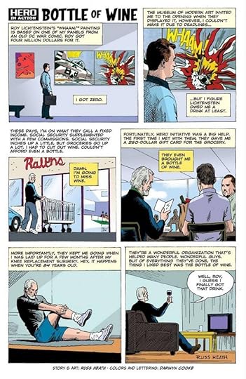 Short comic by Russ Heath about how he never got a cent from Lichtenstein's million-dollar painting copying him, and now lives on Social Security with assistance from the Hero Initiative.