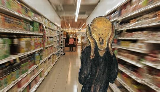 O simpático personagem do quadro O Grito, de Edvard Munch, vai ao supermercado