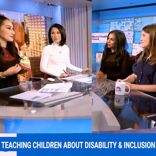 screenshots of Amy Julia and Niro Feliciano on set at NBC News studios talking to hosts about disability and friendship